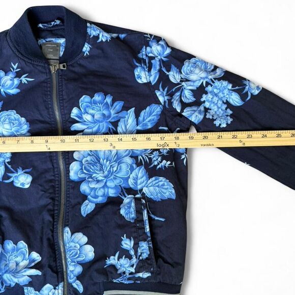 Gap Navy Blue Floral Bomber Jacket Size XS - Picture 6 of 6